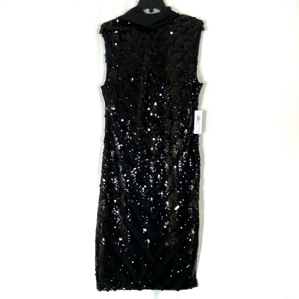 Premier Amour | Black Sequin Cocktail Party Sheath Dress w/Scarf Accent Women 12